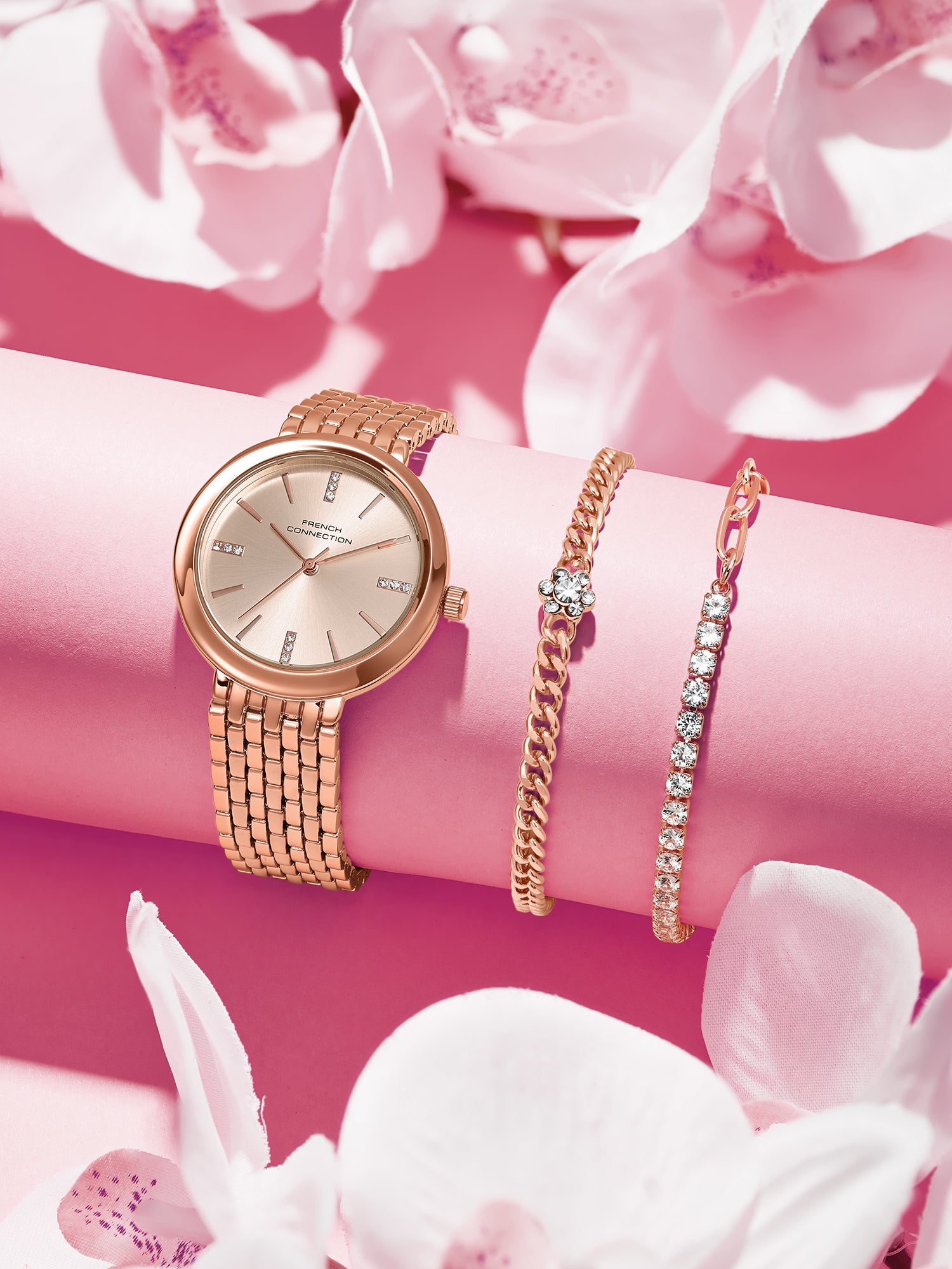 French Connection Rose Gold Dial with Rose Gold Strap Womens Analog Watch | FCB29RGM