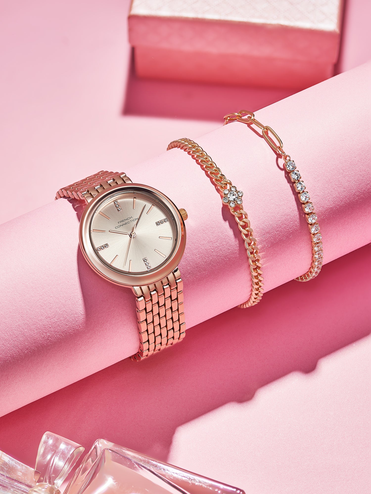 French Connection Rose Gold Dial with Rose Gold Strap Womens Analog Watch | FCB29RGM