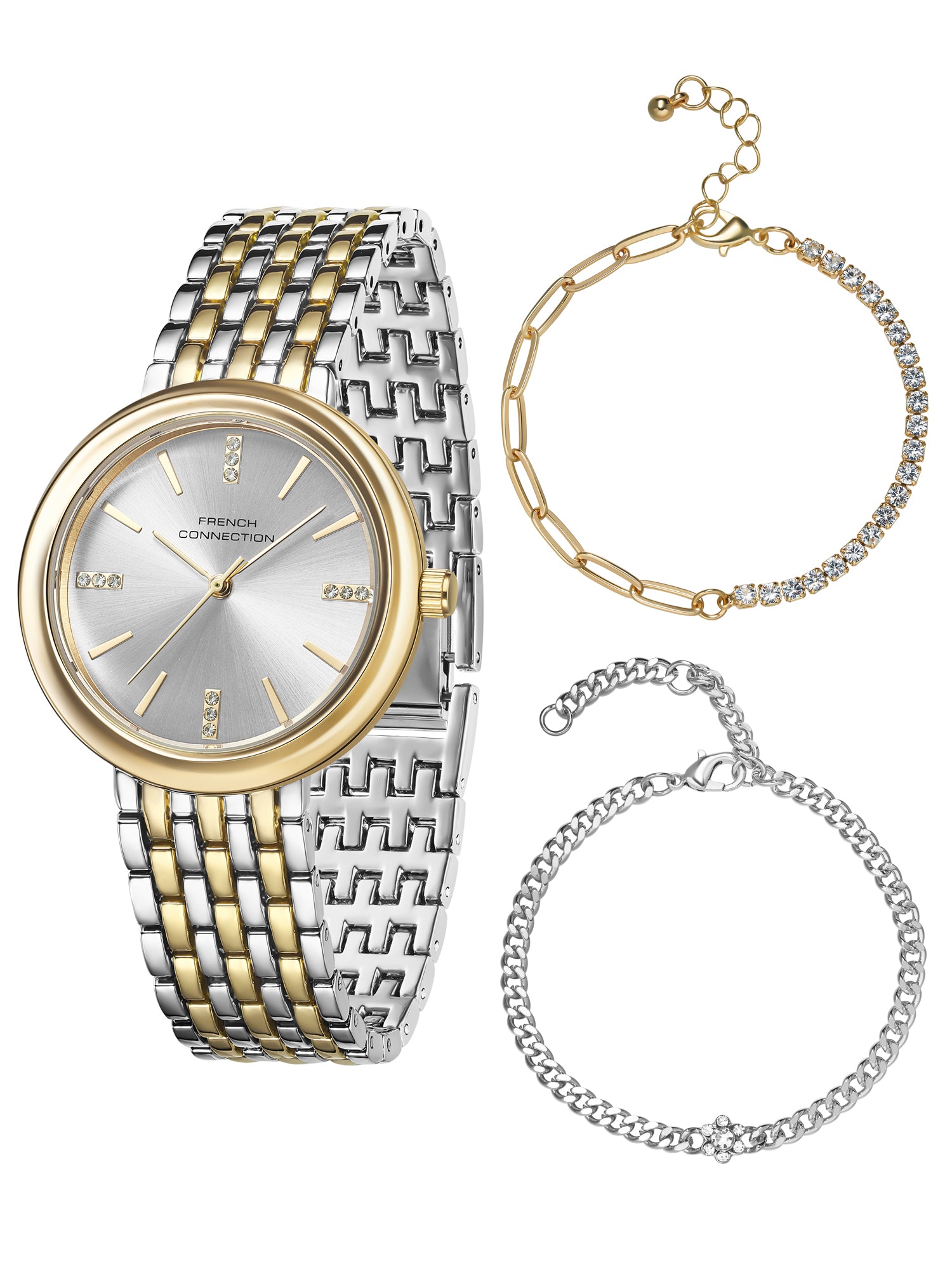 French Connection Silver Dial with Gold Strap Womens Analog Watch | FCB29STM