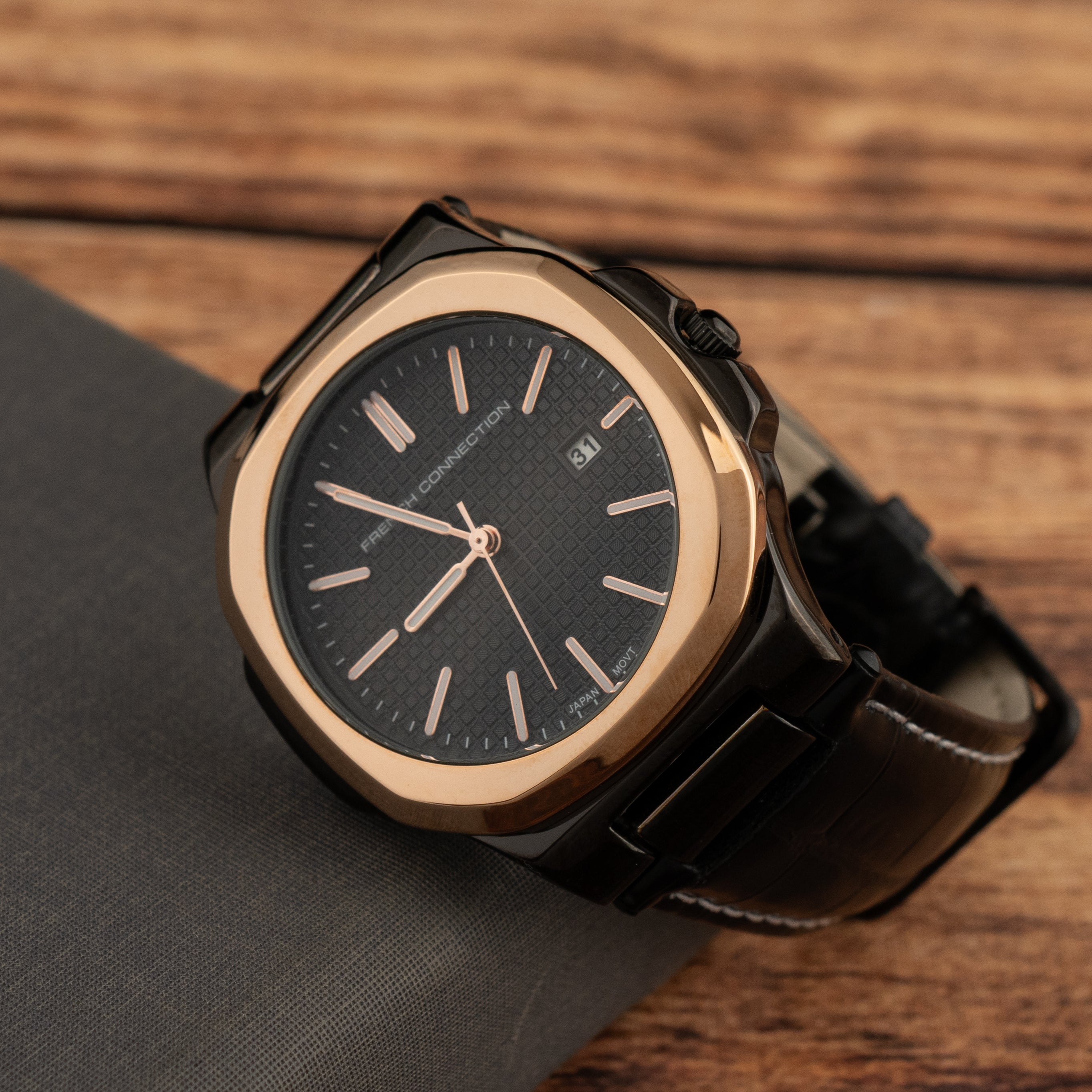 French Connection Analogue Black Dial Men's Watch -FCB2BL