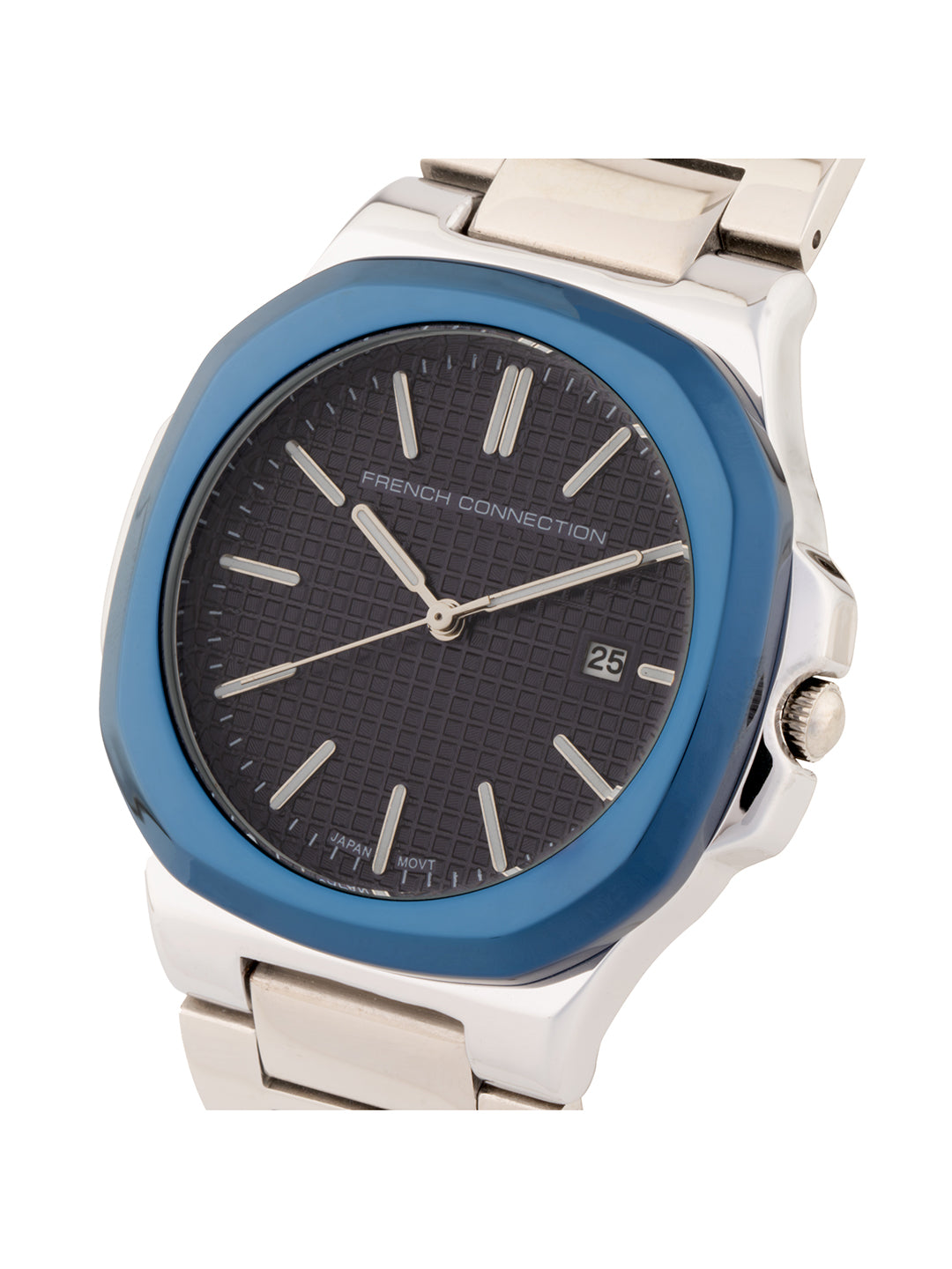 French Connection FCB2SM Men's Stainless Steel Analogue Watch with Silver Dial & Bracelet Strap