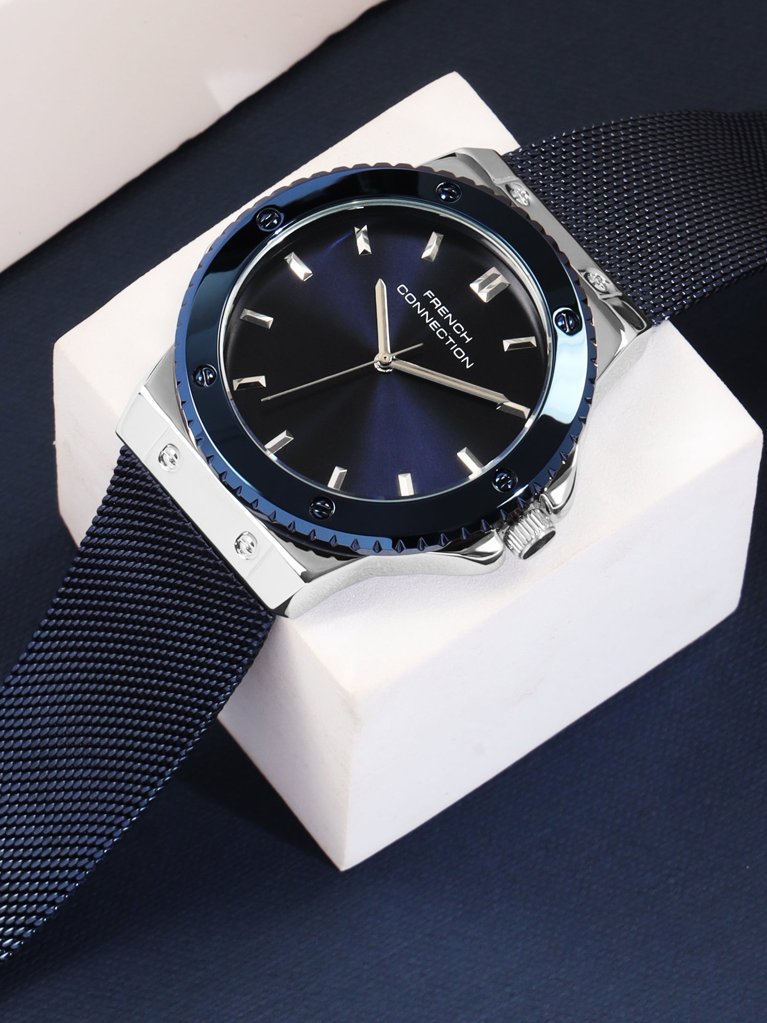 French Connection Blue Dial Analog Watch for Men's - FCB4UM
