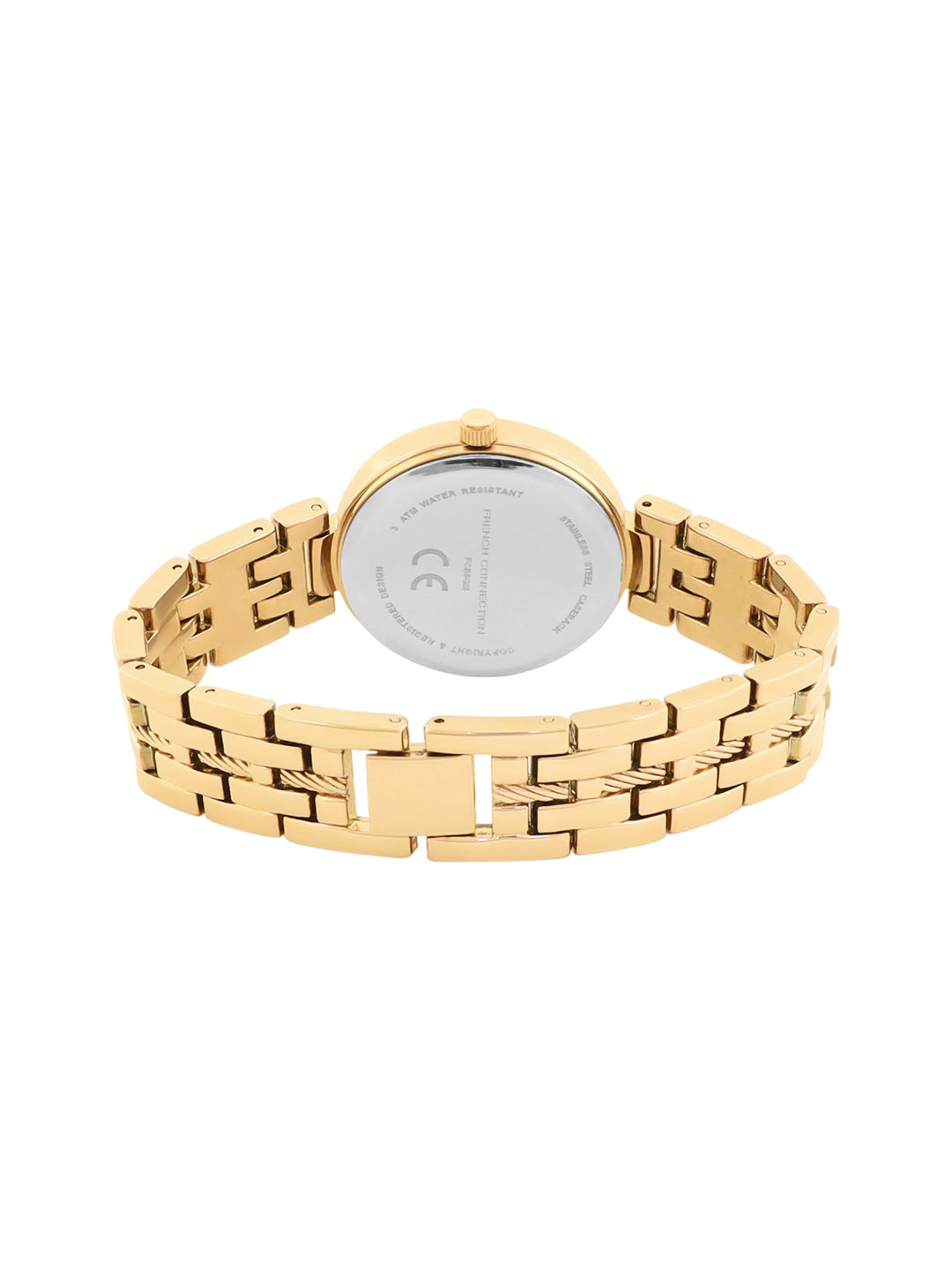 French connection Women Embellished Dial Textured Straps Analogue Watch FCB5GM