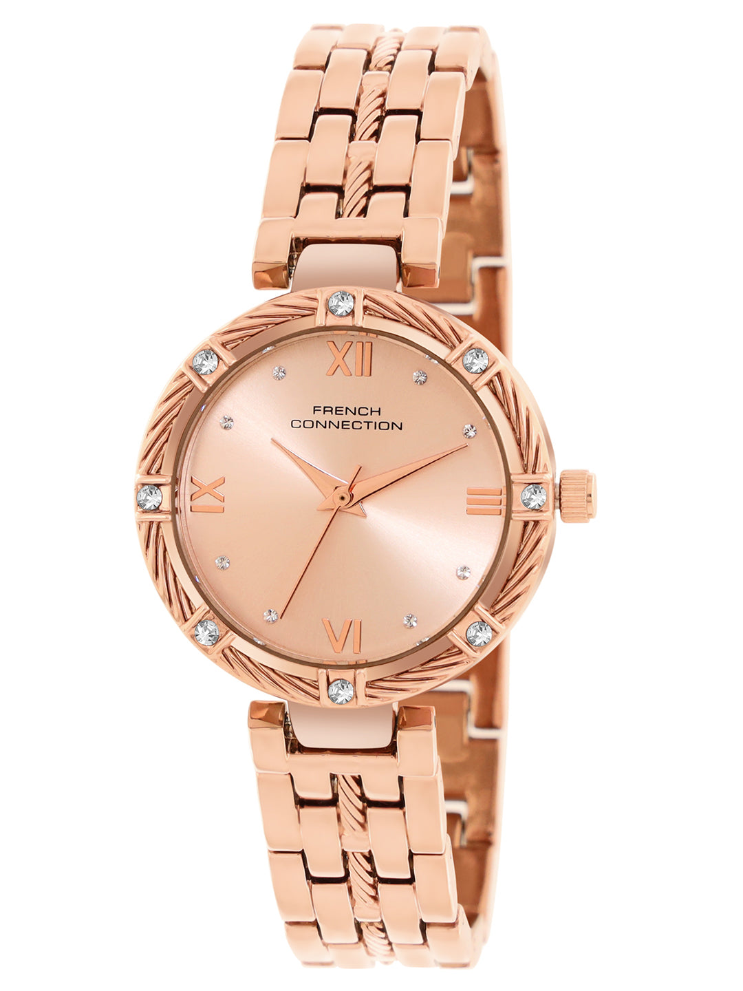 French connection Women Embellished Dial & Stainless Steel Analogue Watch FCB5RGM