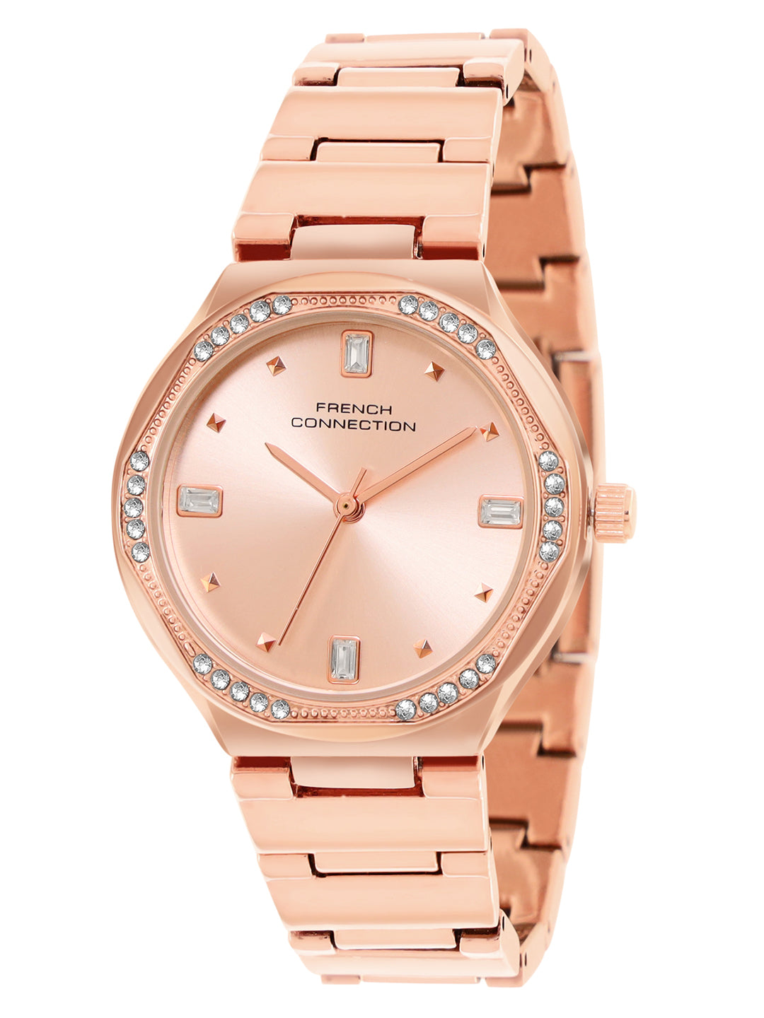 French connection Gift Set Rose Gold Jewellery and Rose Gold Dial Analog Watch - For Women FCB6RGM