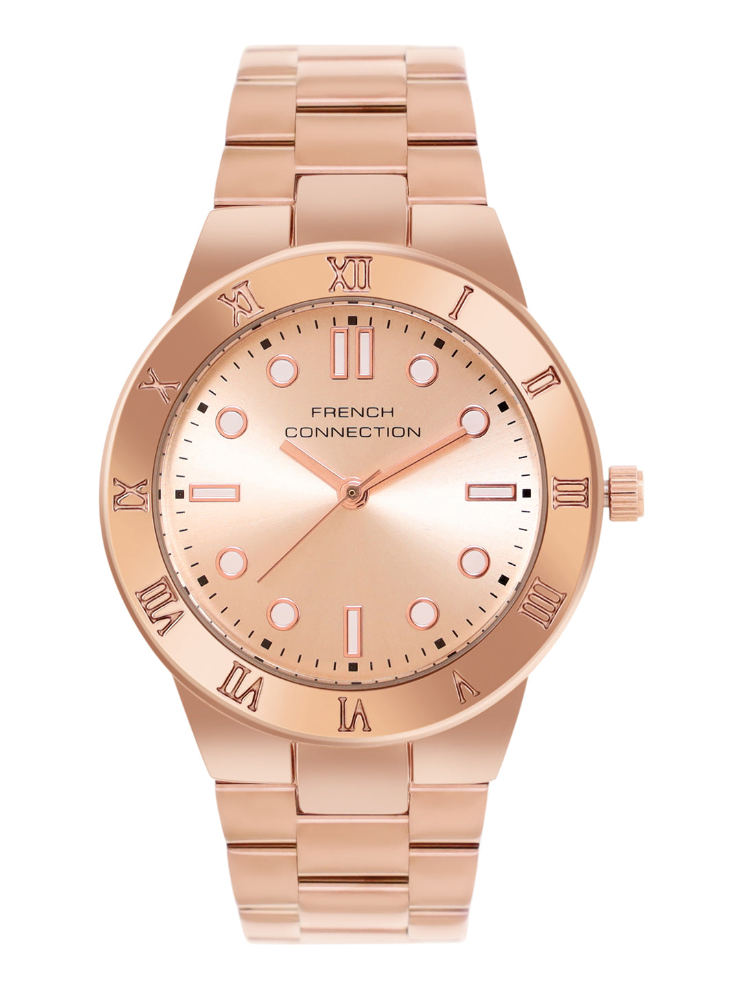 French Connection Rosegold Dial Analog Watch for Women's - FCB7RGM