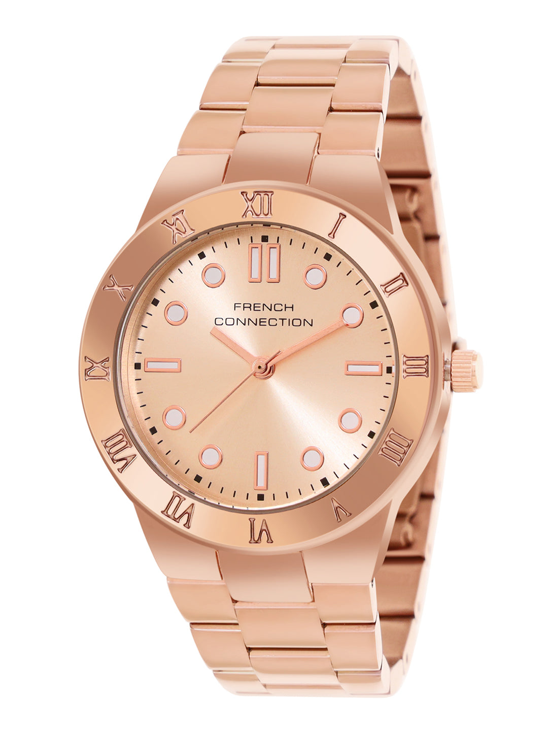 French Connection Rosegold Dial Analog Watch for Women's - FCB7RGM