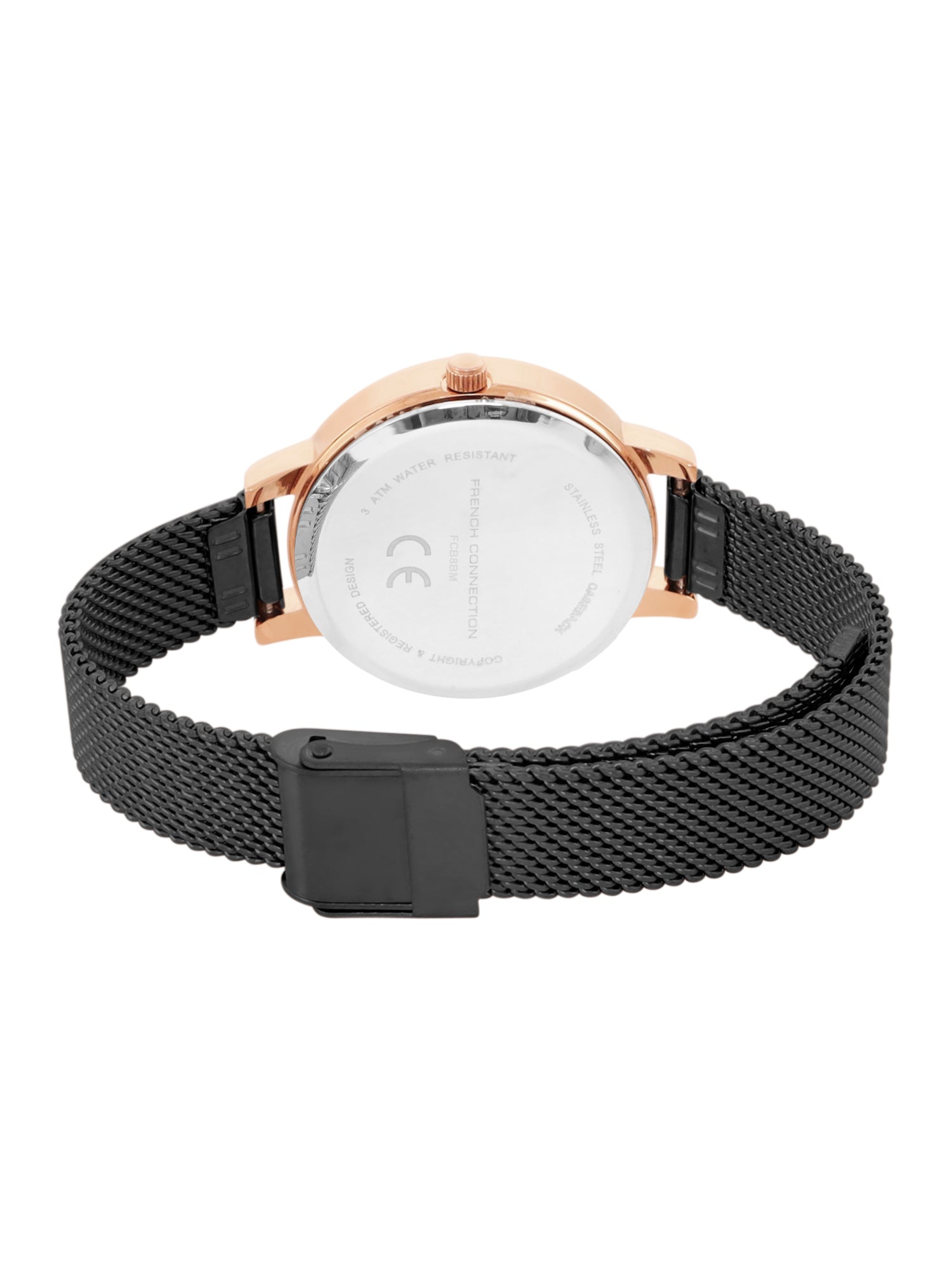 French Connection Black Dial Dated Watch for Women's - FCB8BM