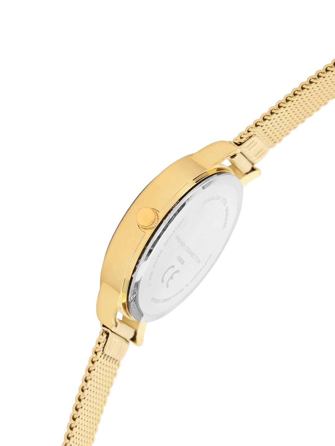 French Connection Gold Dial Dated Watch for Women's - FCB8GM