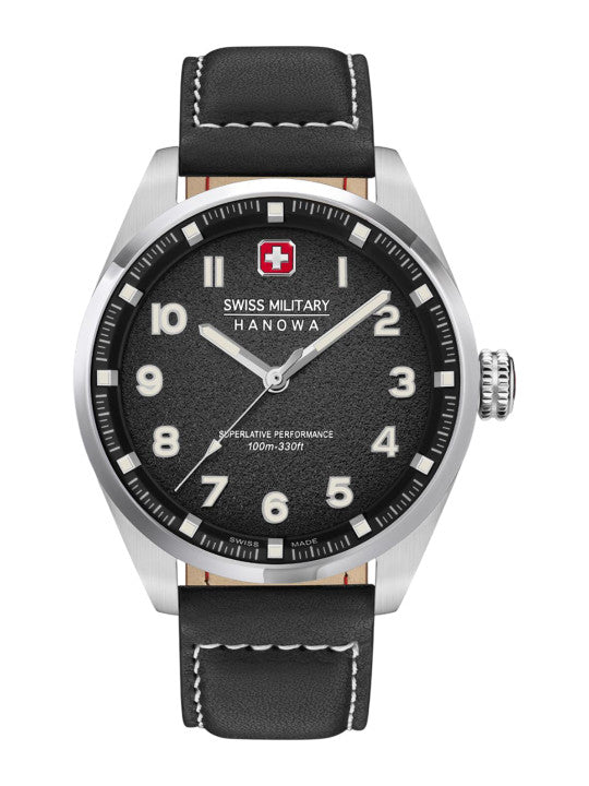 Swiss Military Hanowa SMWGA0001505 WATCHMAN - Swiss Made Round Black watch for men