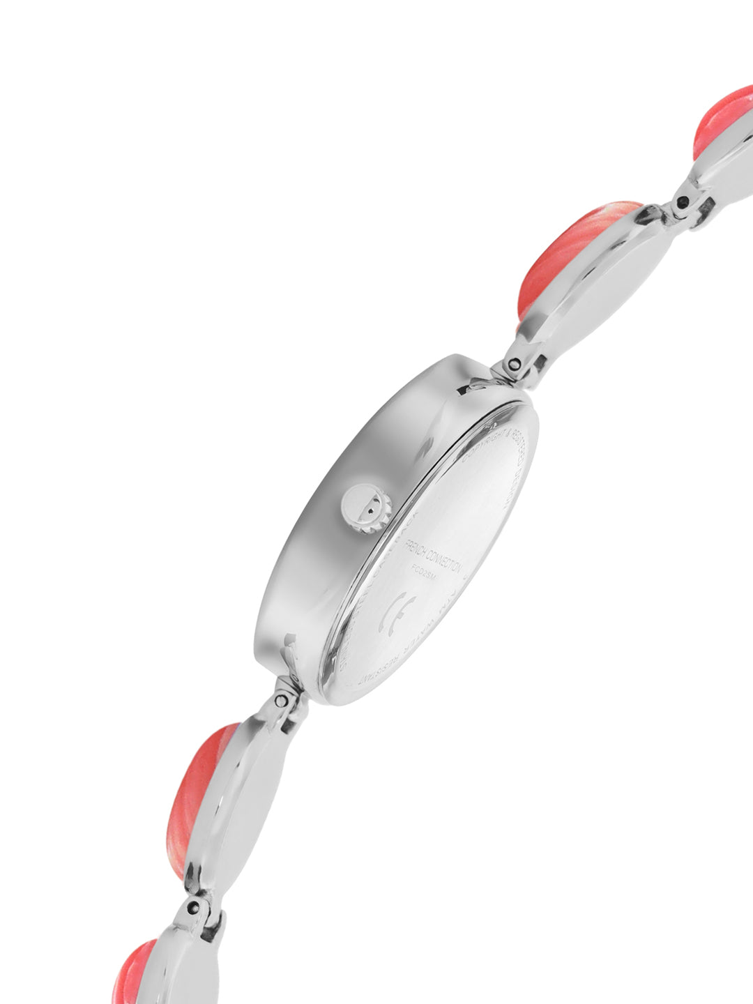 French Connection Sunray Pink Round Dial With Stone Strap Watch - For Womens FCD2SM