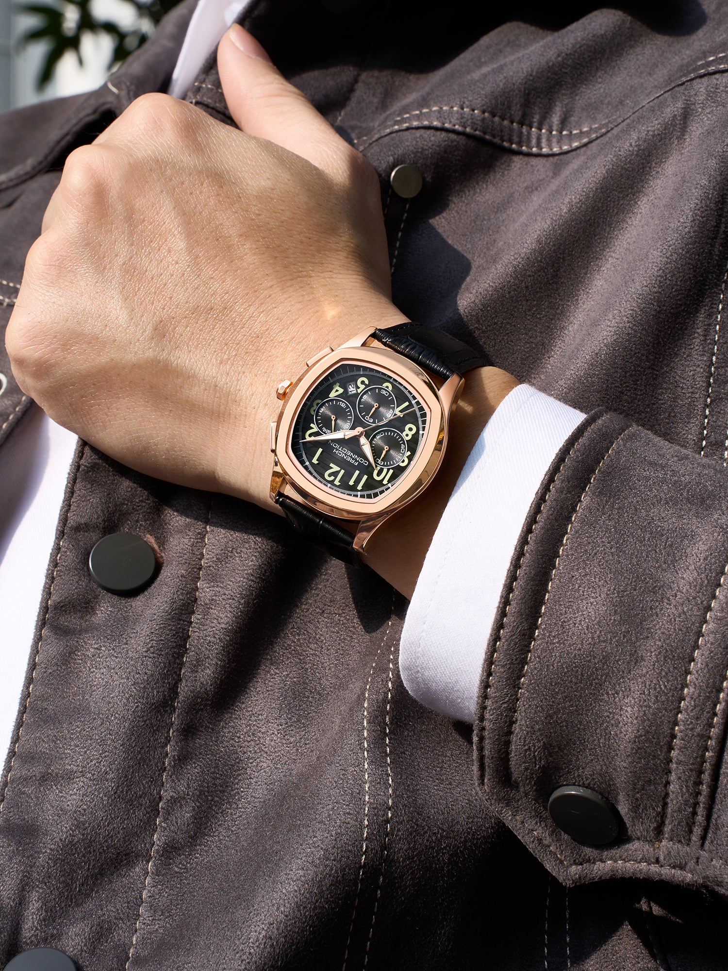 French Connection Megachron | Black Dial | Black Leather Strap | Watch for Men - FCD5RBL