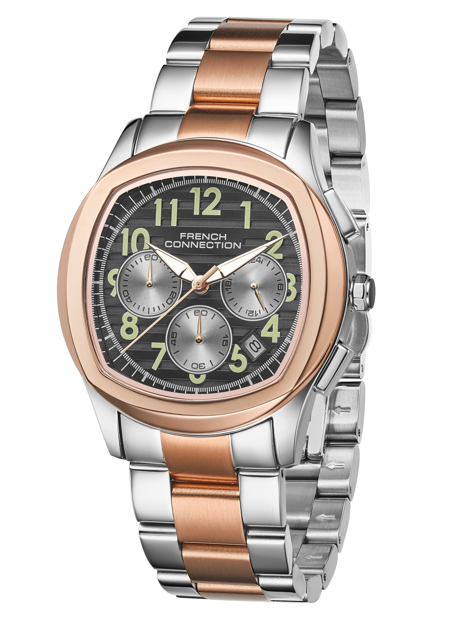 French Connection Megachron | Chronograph Grey Dial | Two Tone Stainless Steel Strap | Watch for Men - FCD5RTM