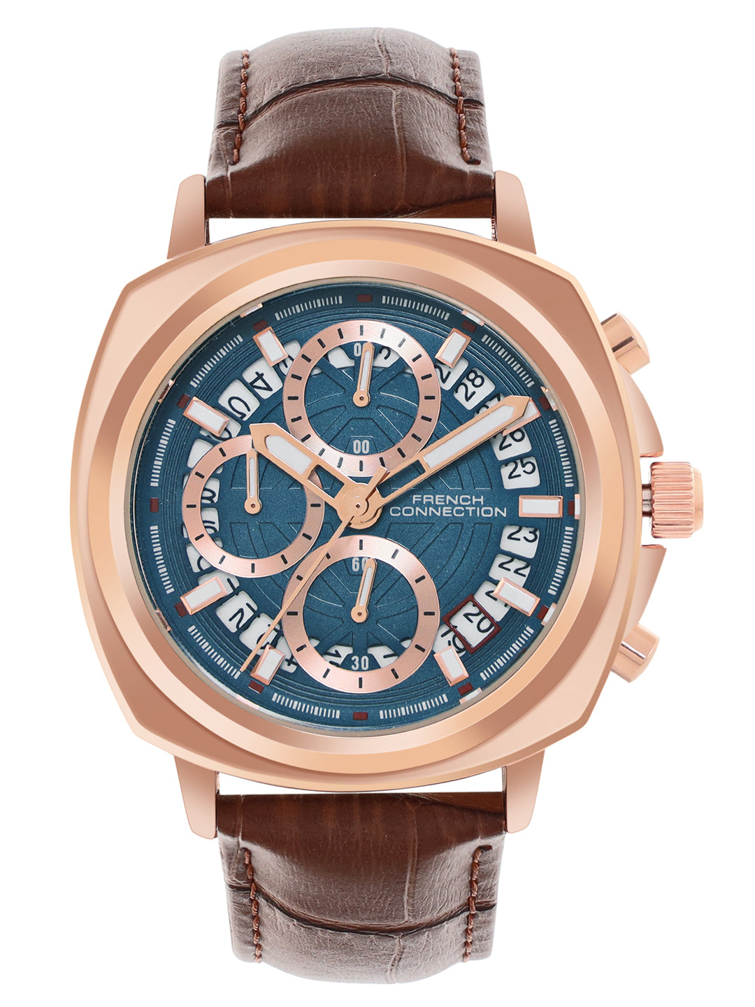 French connection Men Printed Dial & Leather Straps Chronograph Analogue Watch FCF02BRL