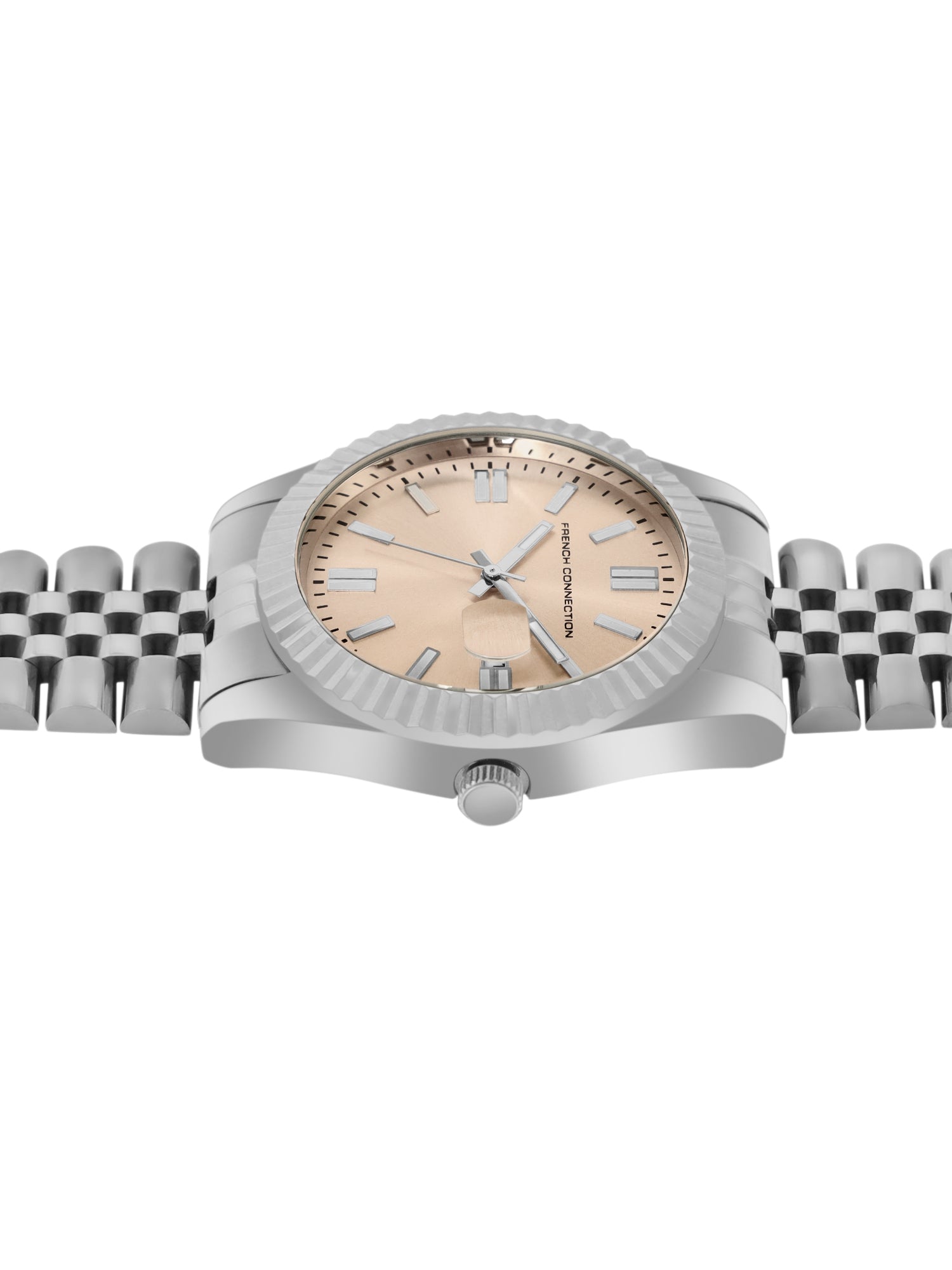 French Connection Men's Gift Set | Beige Sunray Analog Dial | Date Display | Silver Stainless Steel Strap & Bracelet Gift Set | Quartz Watch for Men - FCGS01-B