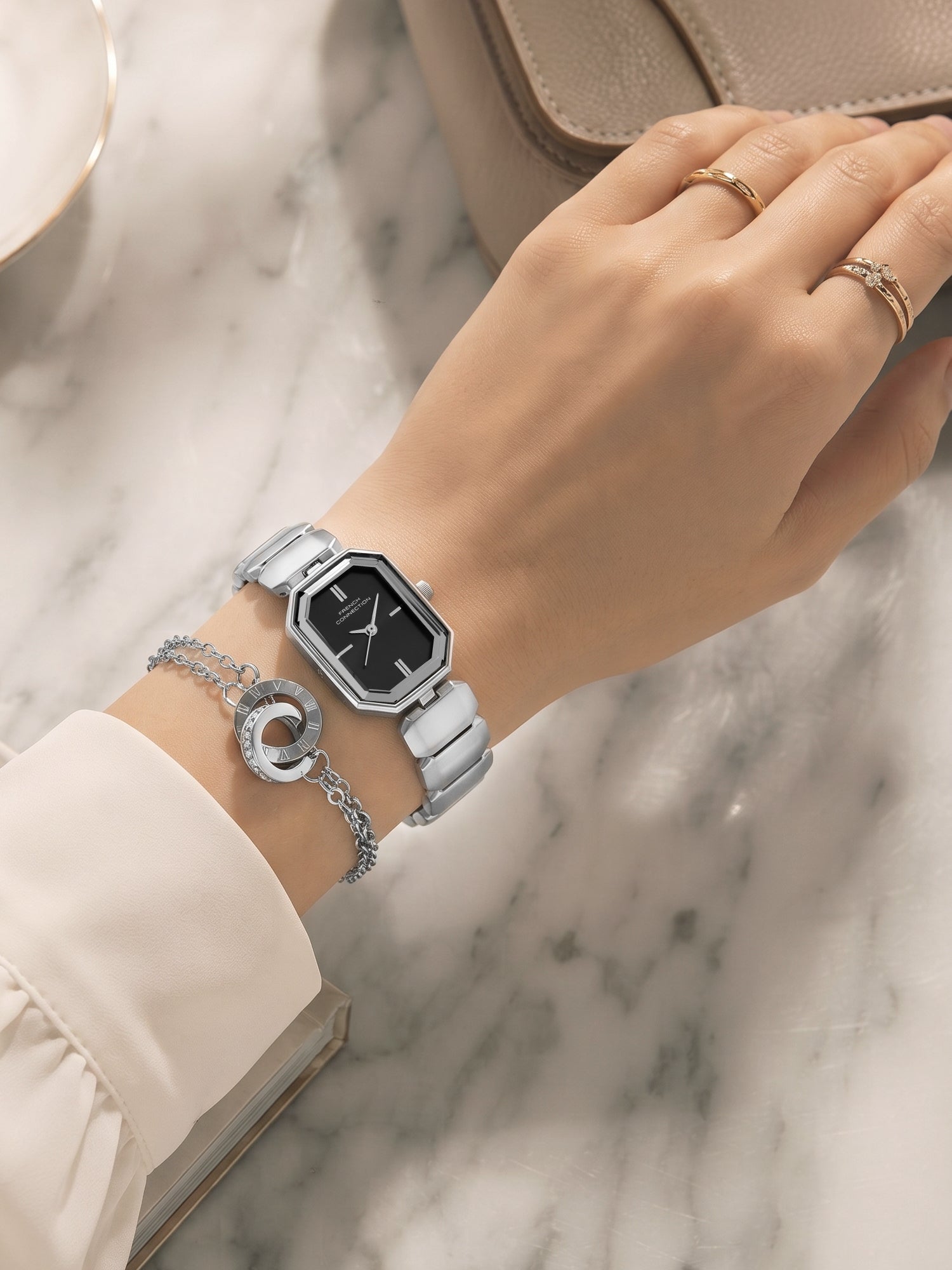 French Connection Women Analog Watch Gift Set with Stylish Dial and Premium Strap-FCGS08-A
