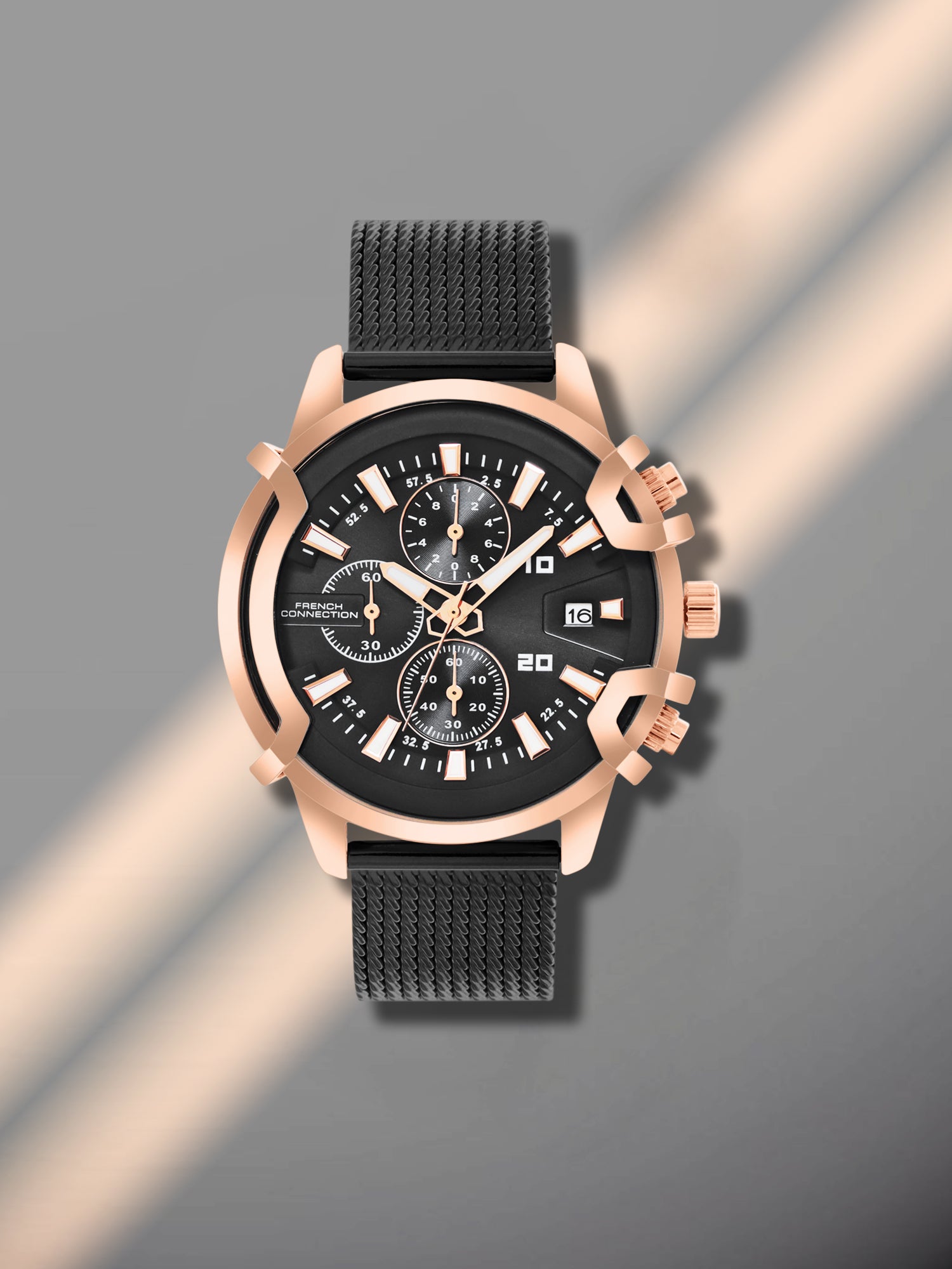 French Connection Black Dial Chronograph Watch for Men's - FCH003BM