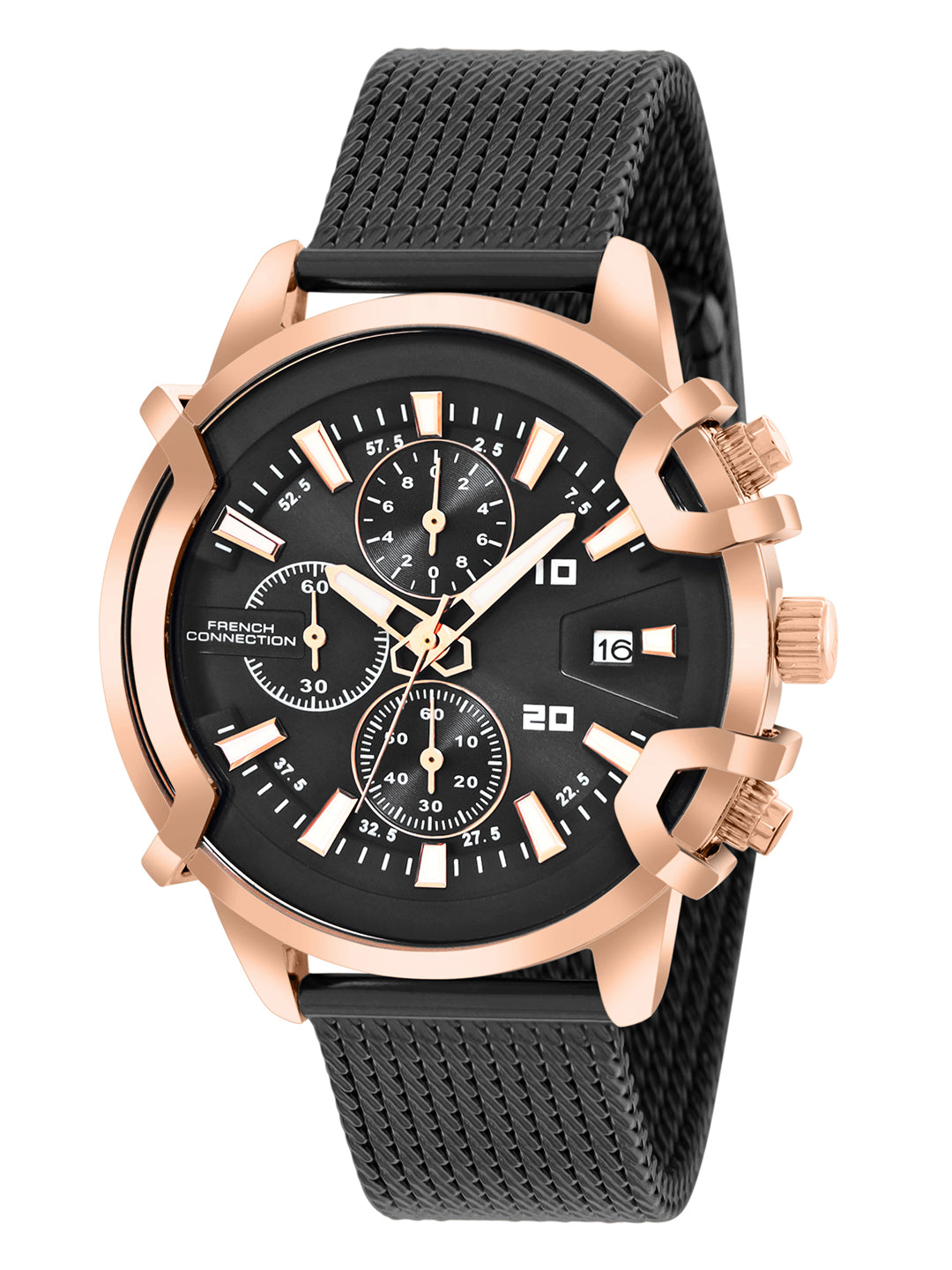 French Connection Black Dial Chronograph Watch for Men's - FCH003BM