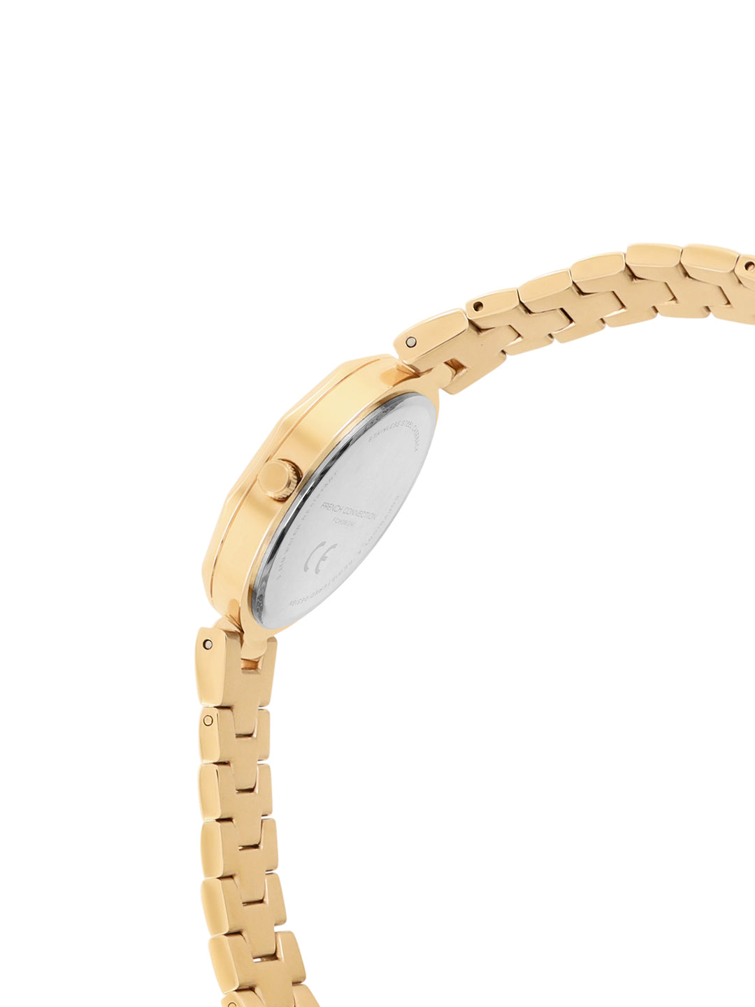 French connection Women Embellished Dial & Stainless Steel Bracelet Style Straps Analogue Watch FCH08GM