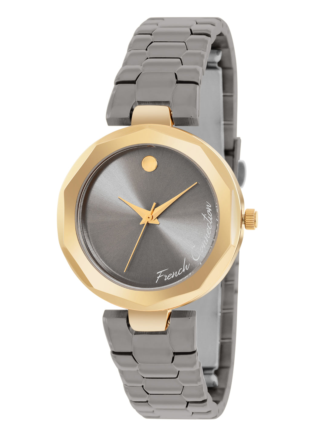 French connection Women Dial & Stainless Steel Bracelet Style Straps Analogue Watch FCH08GNM