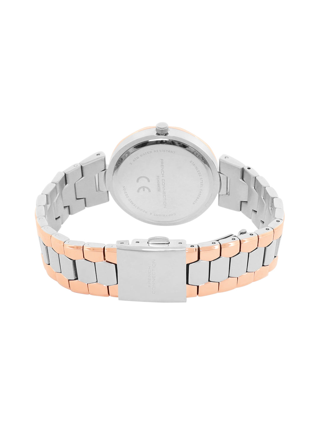 French connection Women Embellished Dial & Stainless Steel Bracelet Style Straps Analogue Watch FCH08RTM