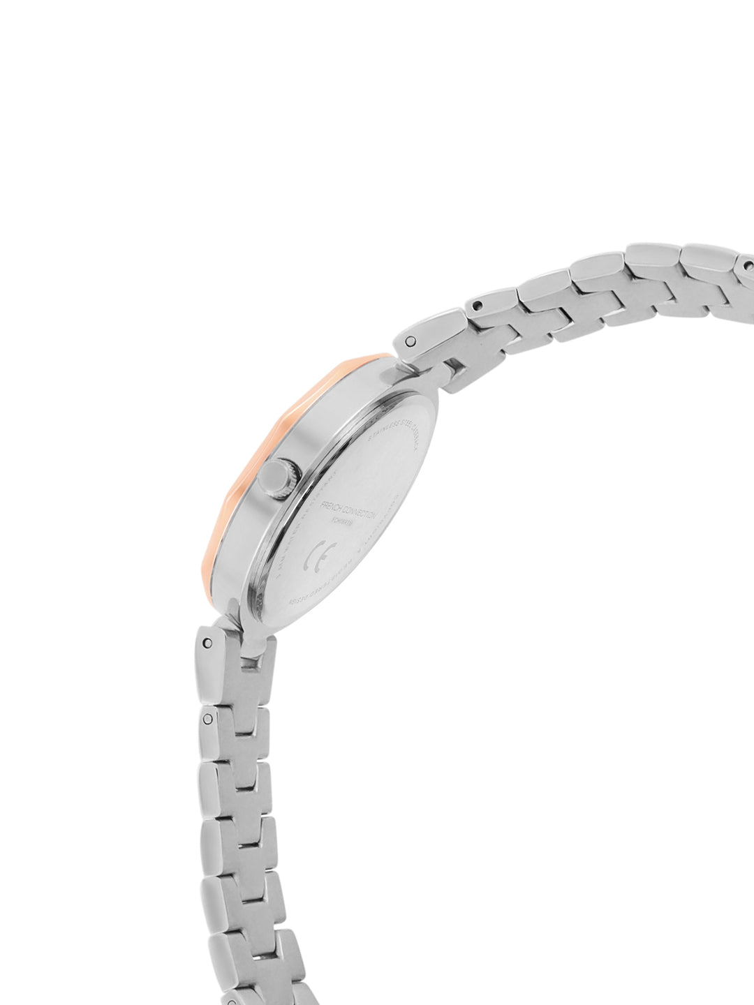 French connection Women Embellished Dial & Stainless Steel Bracelet Style Straps Analogue Watch FCH08RTM