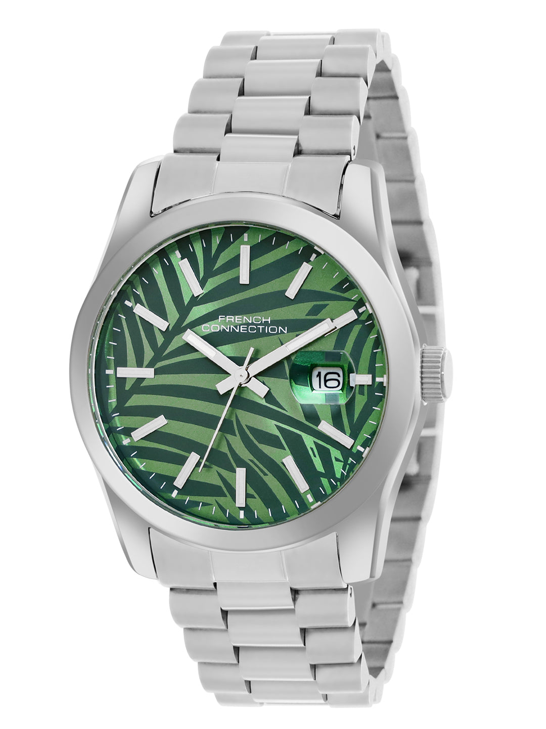French Connection Green Dial Dated Watch for Men's - FCH14NSM
