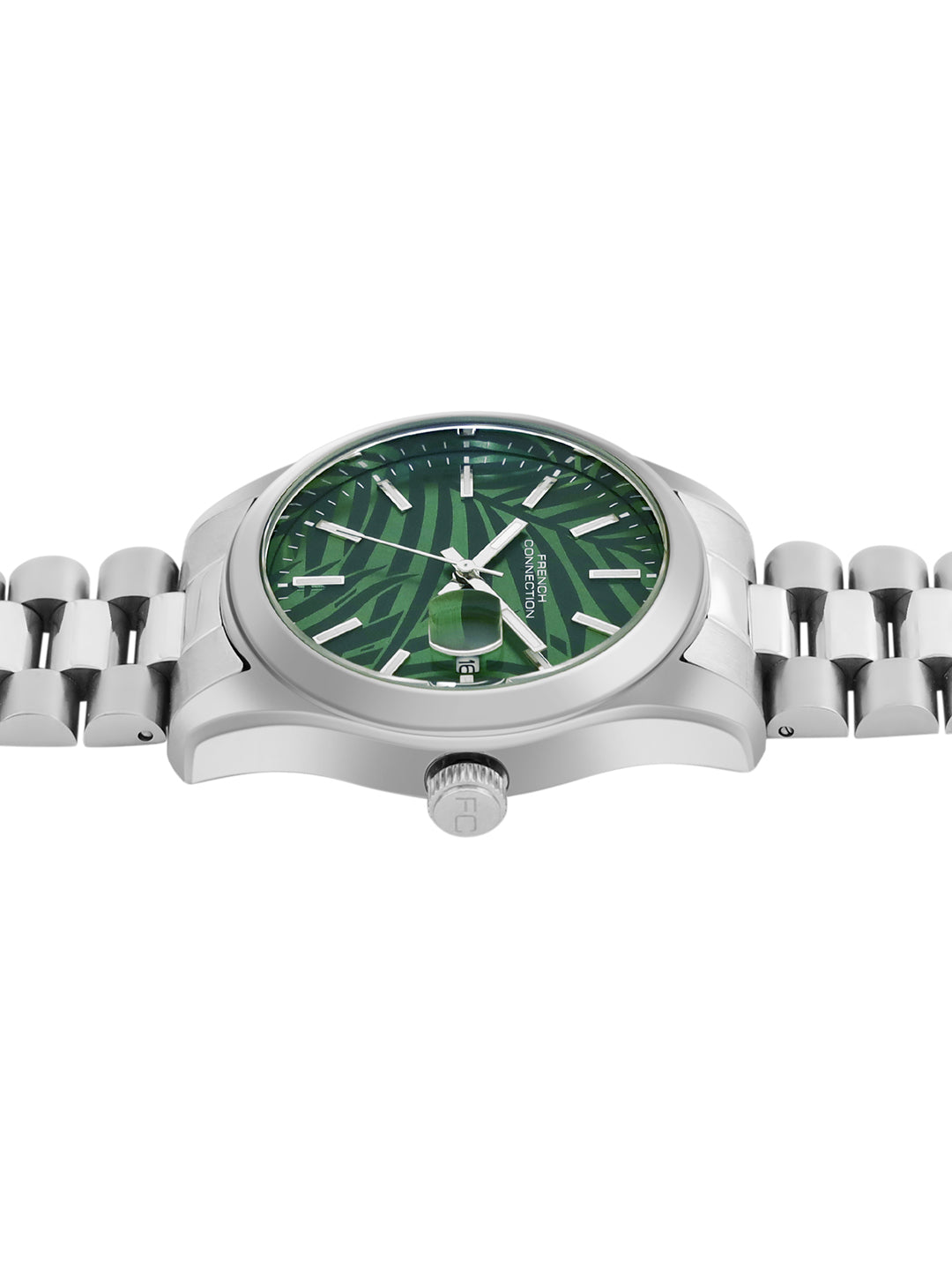 French Connection Green Dial Dated Watch for Men's - FCH14NSM