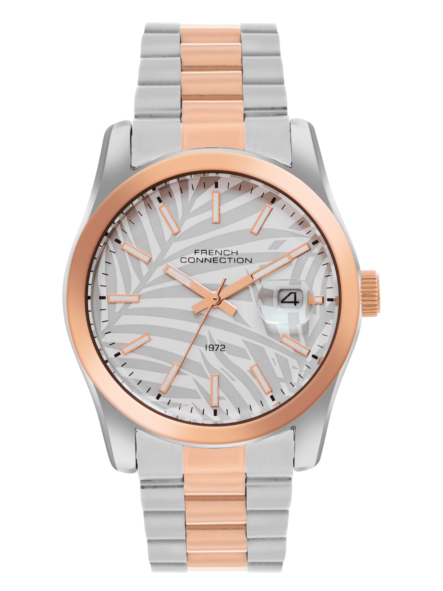 French Connection White Dial Dated Watch for Men's - FCH14RTM
