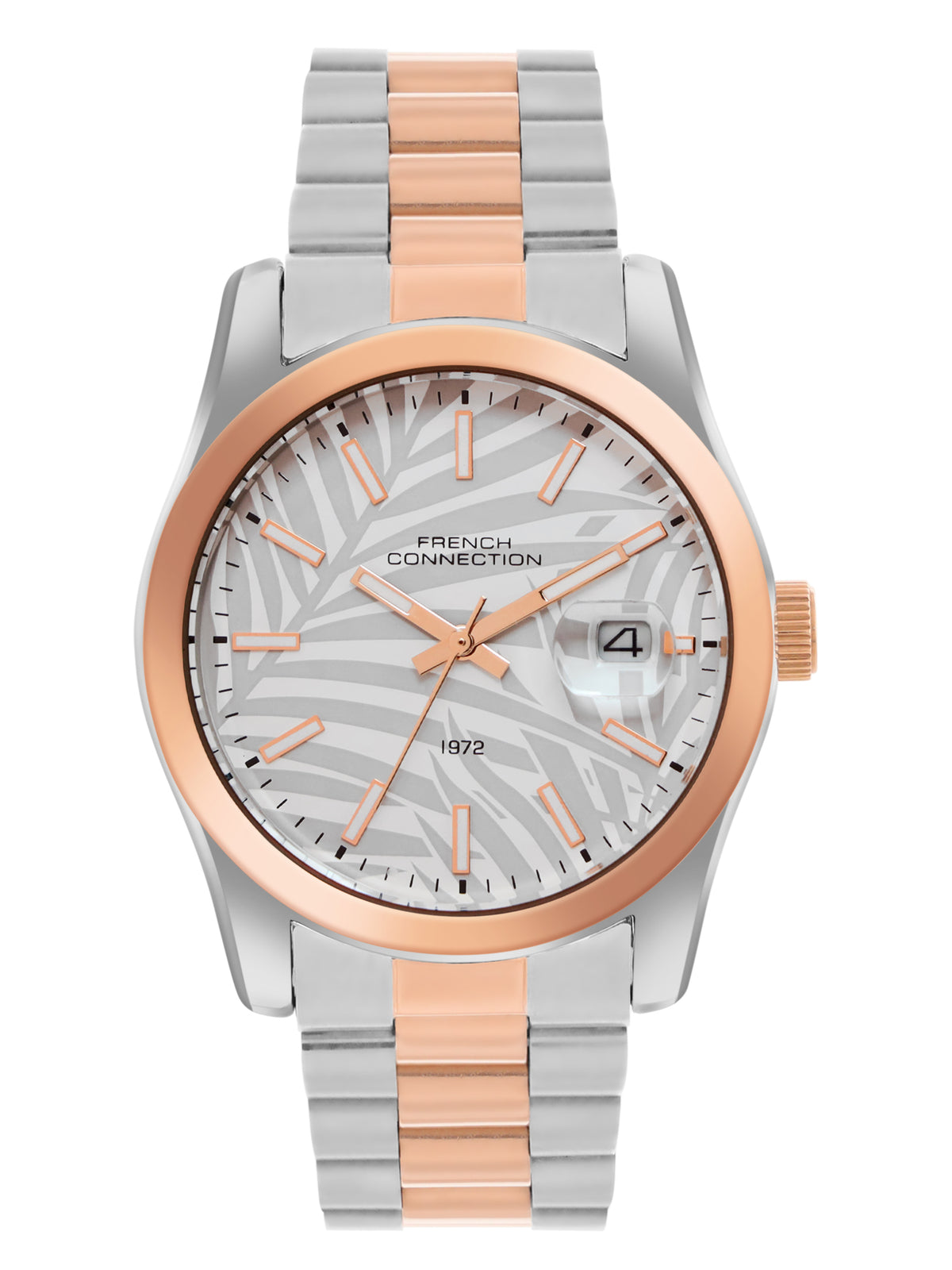 French Connection White Dial Dated Watch for Men's - FCH14RTM