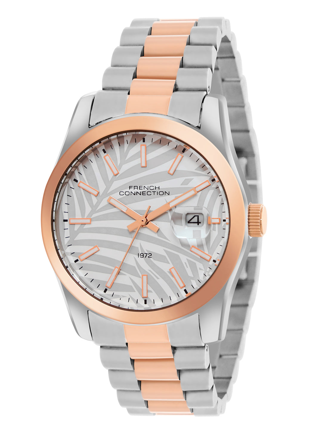French Connection White Dial Dated Watch for Men's - FCH14RTM