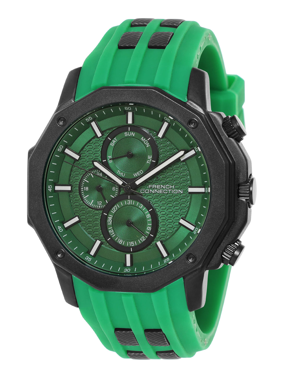 French Connection Green Dial Multifunction Watch for Men's - FCH15NL