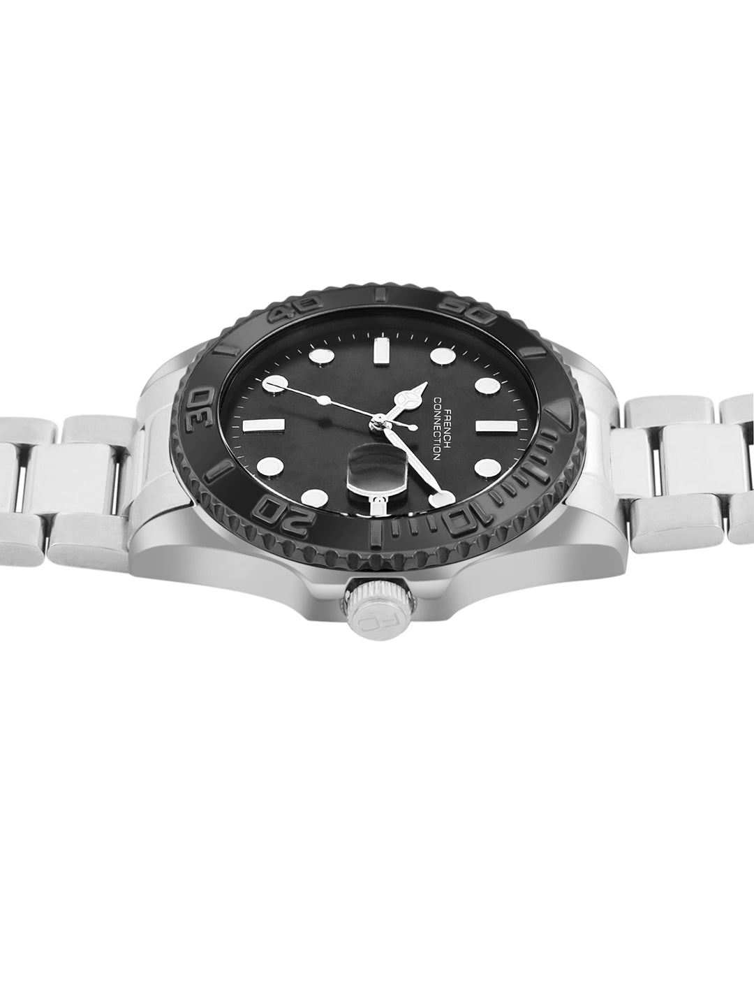 French Connection Black Dial Dated Watch for Men's - FCH17BSM