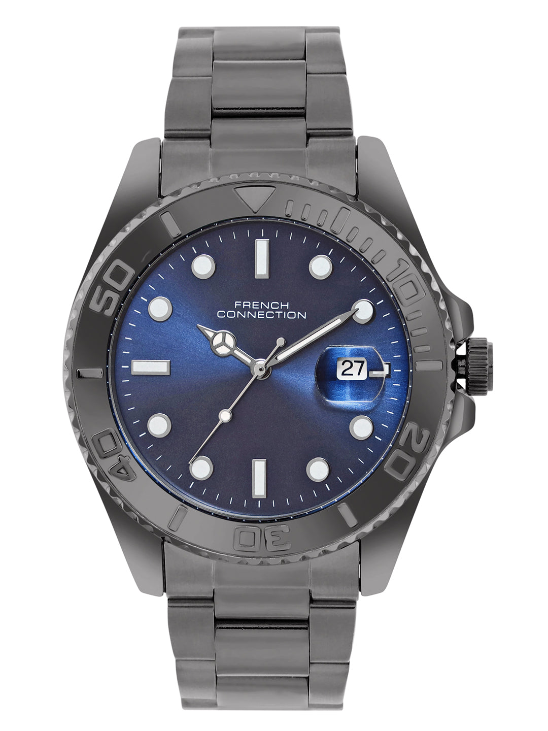 French Connection Blue Dial Dated Watch for Men's - FCH17GNM