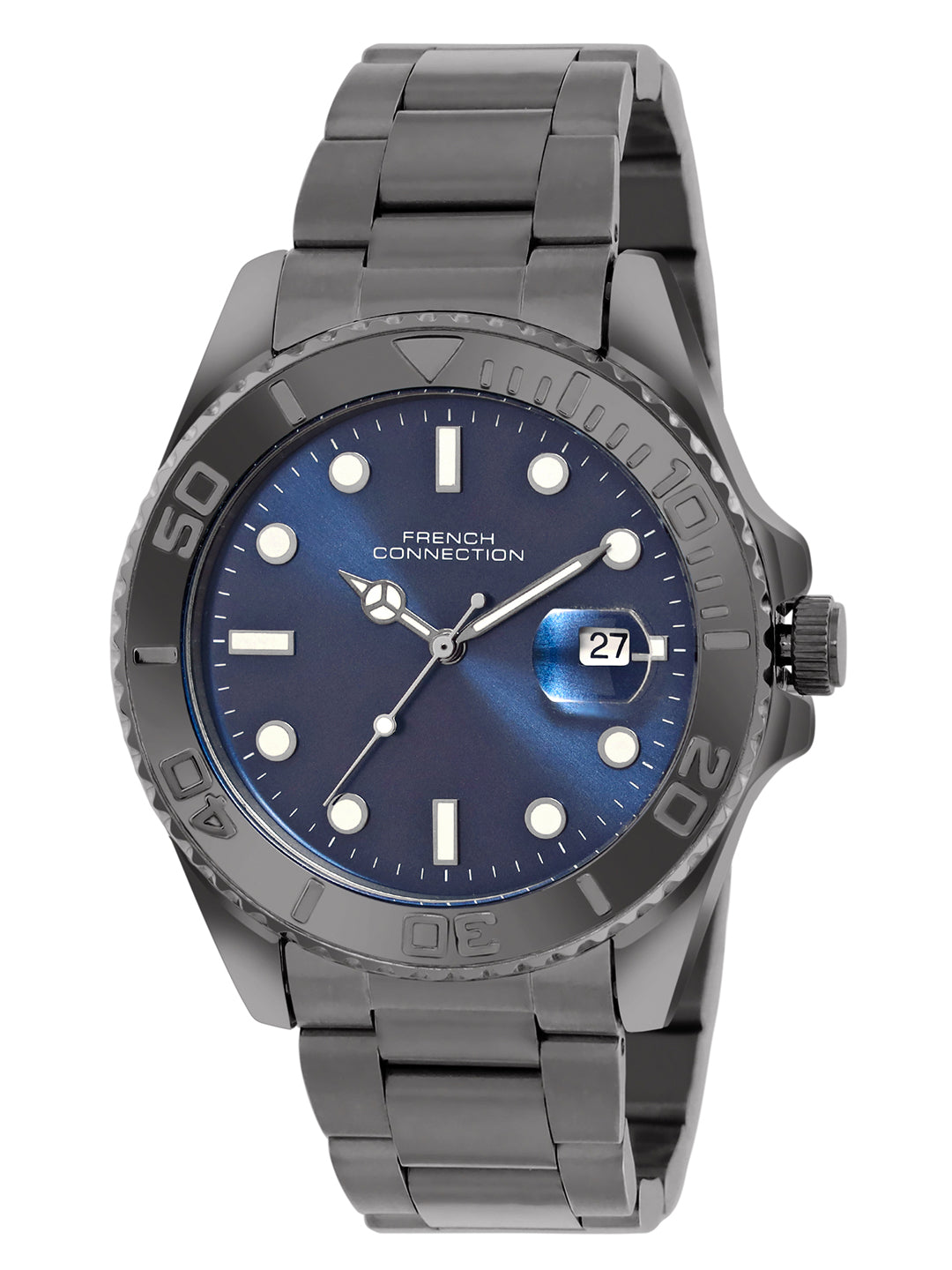 French Connection Blue Dial Dated Watch for Men's - FCH17GNM