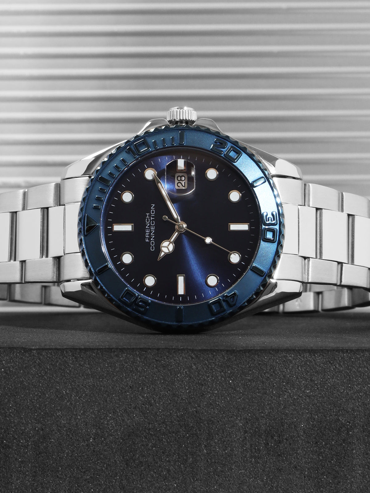 French Connection Blue Dial Dated Watch for Men's - FCH17SM