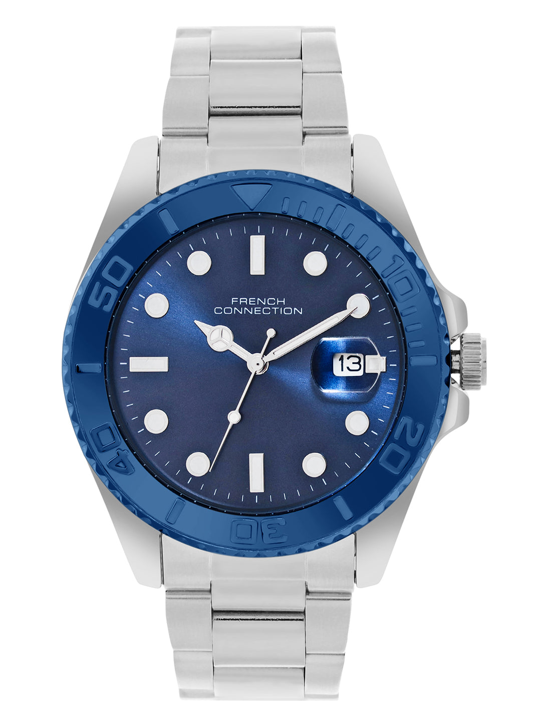 French Connection Blue Dial Dated Watch for Men's - FCH17SM