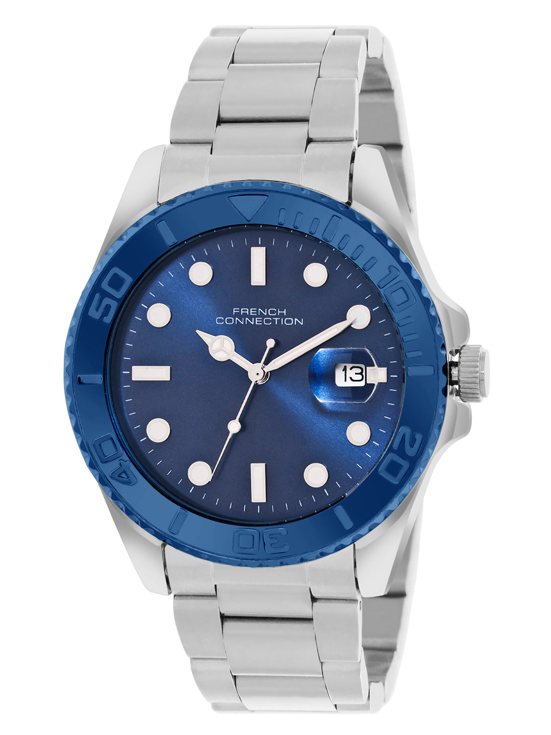 French Connection Blue Dial Dated Watch for Men's - FCH17SM