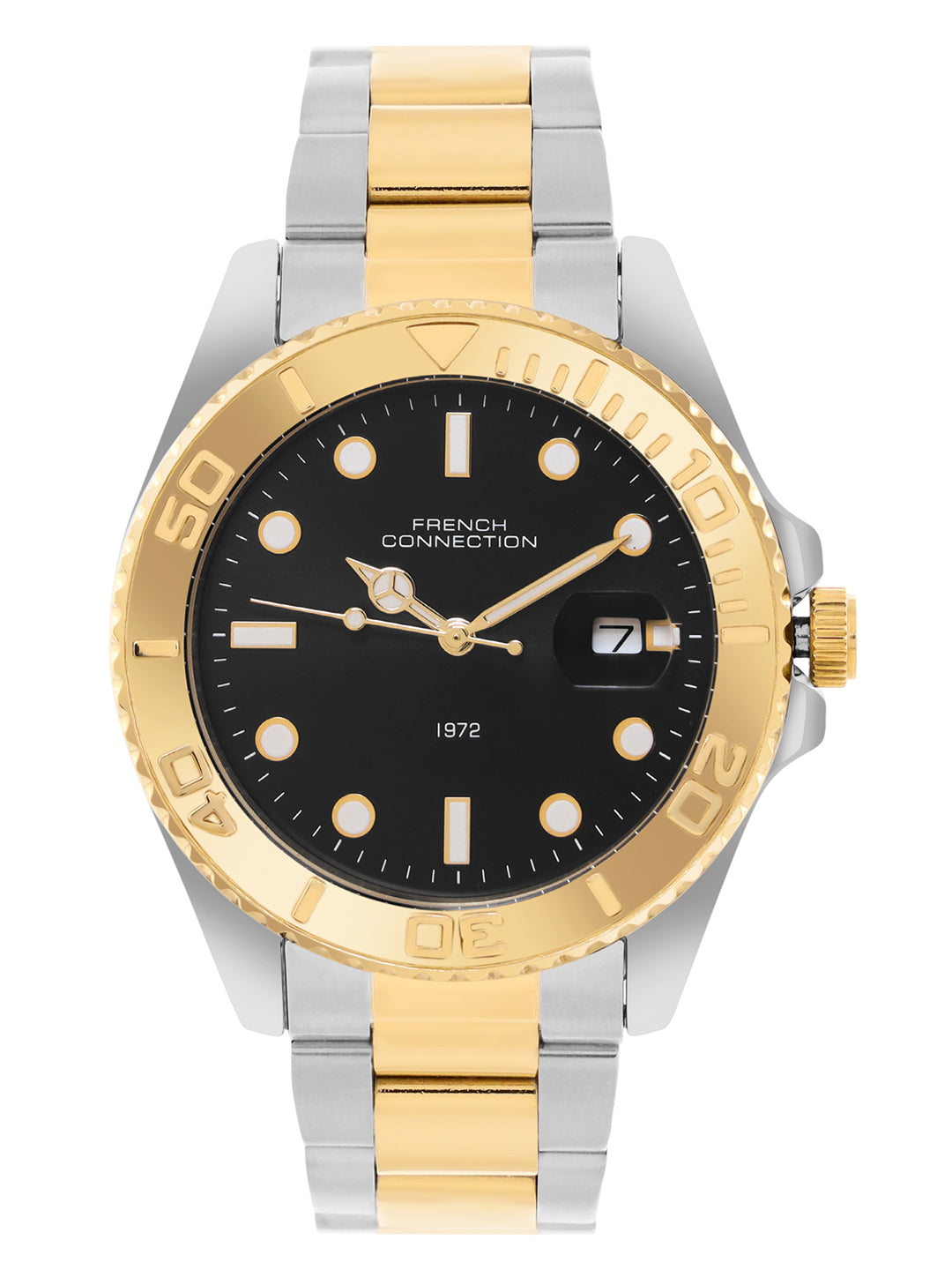 French Connection Black Dial Dated Watch for Men's - FCH17TM