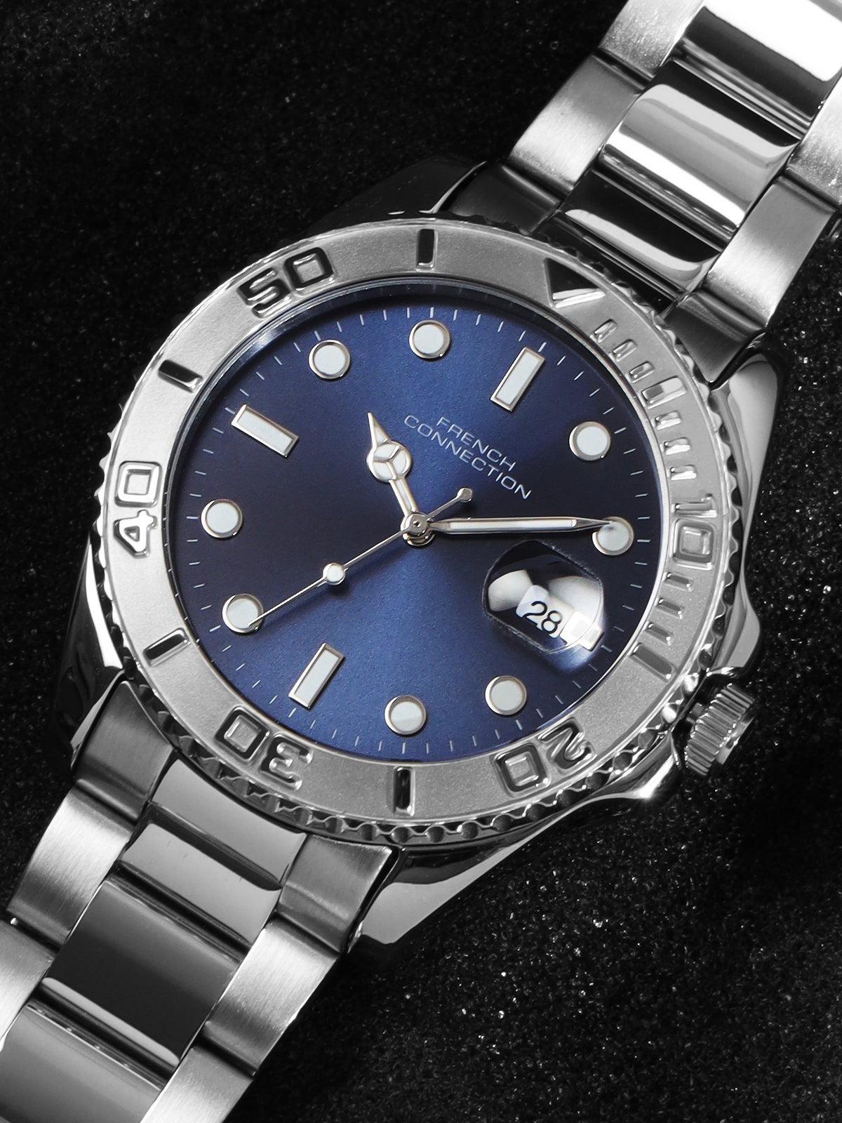 French Connection Blue Dial Dated Watch for Men's - FCH17USM