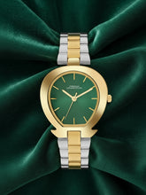 French Connection Sunray Green Round Dial With Gold Two Tone Stainless Steel  Strap Watch - For Womens FCH24NTM