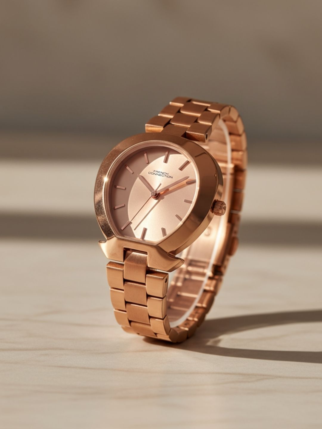 French Connection Sunray Rosegold Round Dial With Rose Stainless Steel Strap Watch - For Womens FCH24RGM