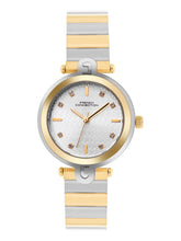 French Connection Textured Silver Round Dial With Gold Two Tone Stainless Steel  Strap Watch - For Womens FCH25TM