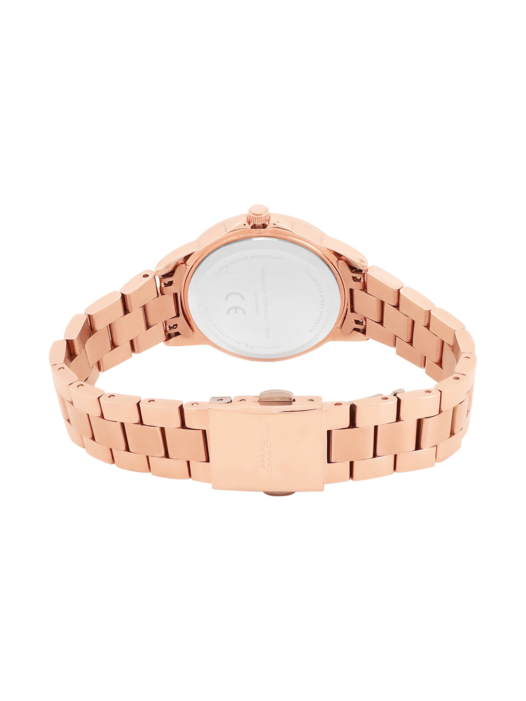 French Connection Sunray Black Round Dial With Rose Stainless Steel  Strap Watch - For Womens FCH26RGM