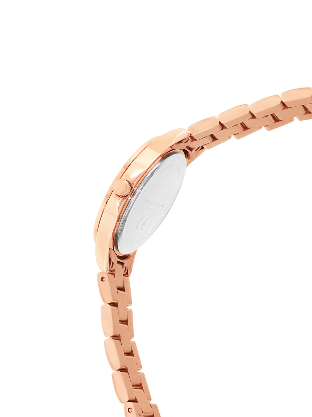 French Connection Sunray Black Round Dial With Rose Stainless Steel Strap Watch - For Womens FCH26RGM