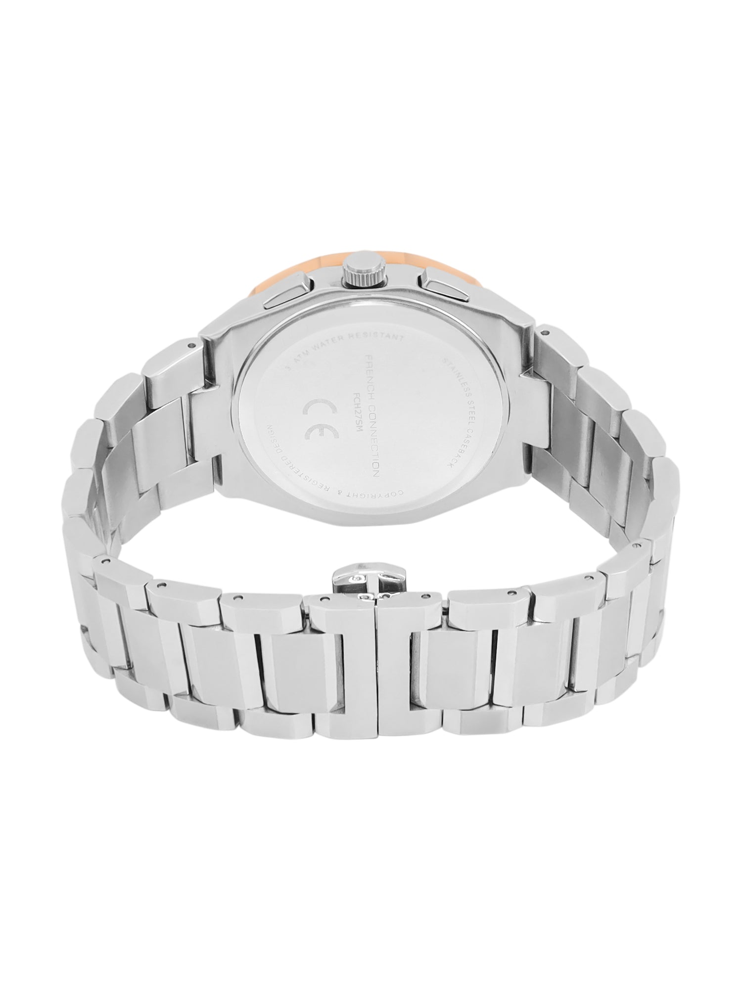 French Connection Textured Grey Round Dial With Stainless Steel Multifunction Watch - For Mens FCH27SM