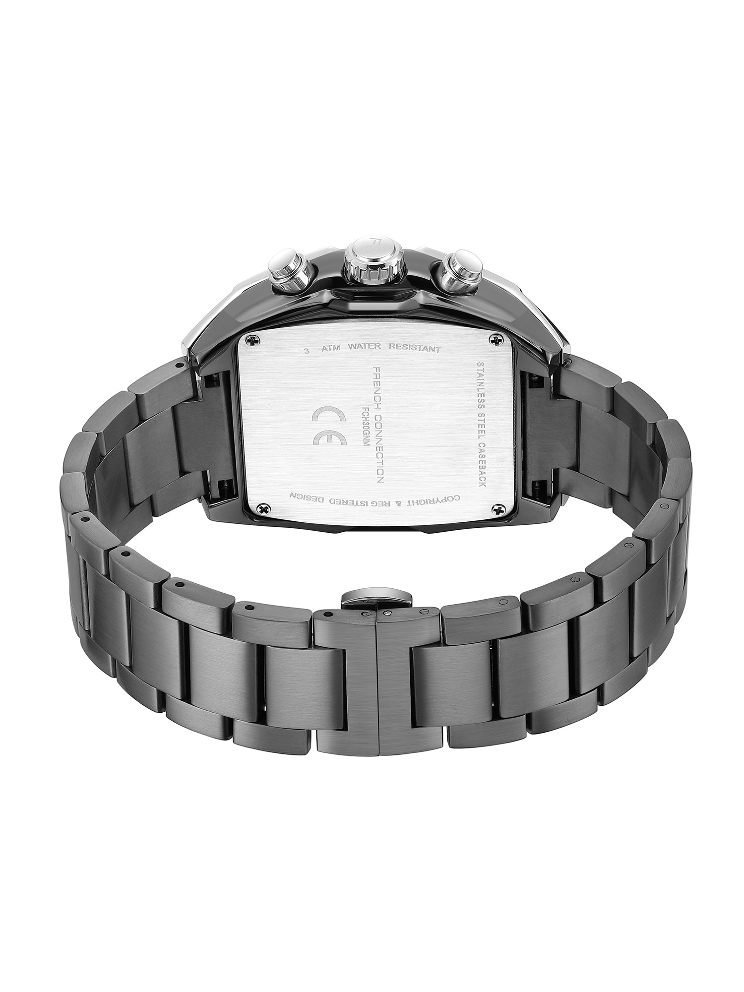 French Connection Powerchron | Tonneau Chronograph | Blue Textured Dial | Stainless Steel Strap | Watch for Men - FCH30GNM