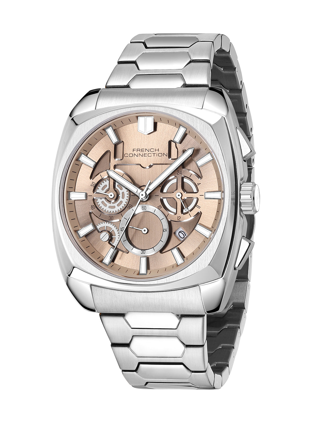 French Connection Vantorq | Quartz Chronograph | Brown Dial | Stainless Steel Strap | Watch for Men - FCH31KSM