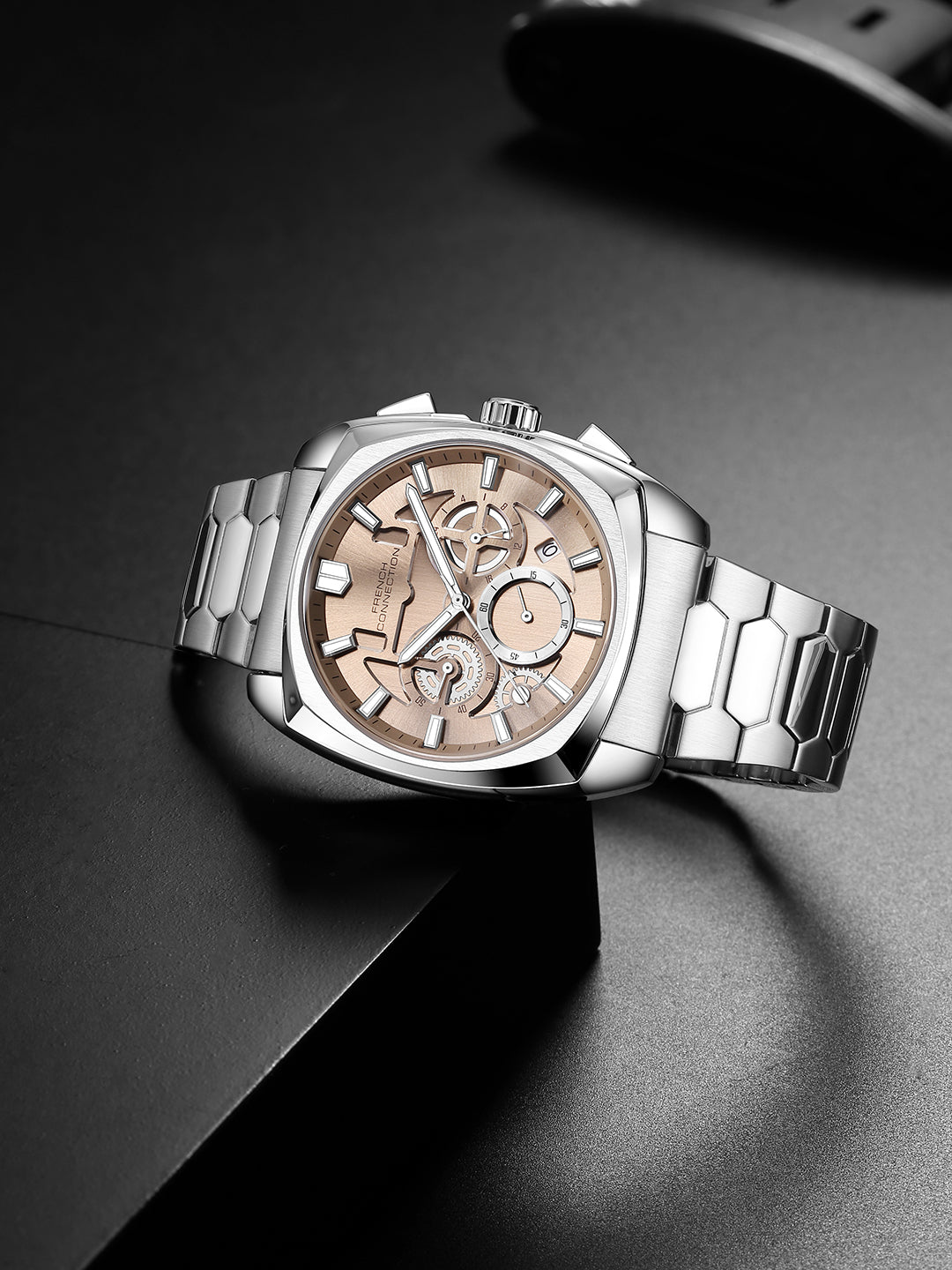 French Connection Vantorq | Quartz Chronograph | Brown Dial | Stainless Steel Strap | Watch for Men - FCH31KSM