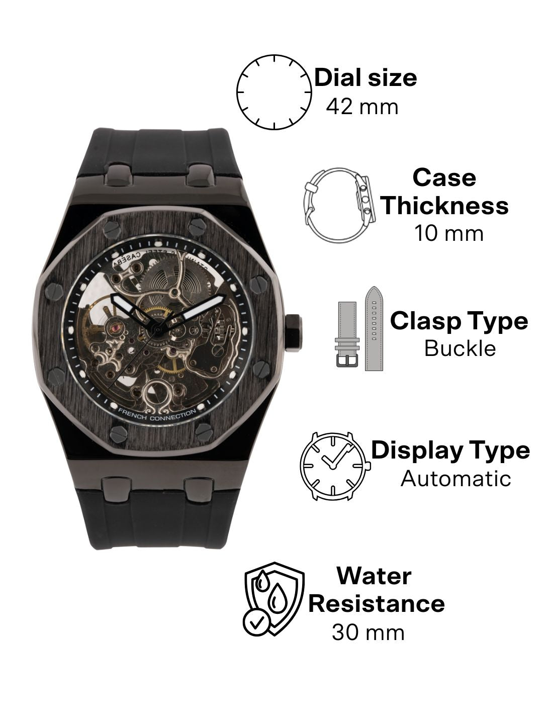 French Connection Analog Silver Dial Men's Watch-FCK2BB